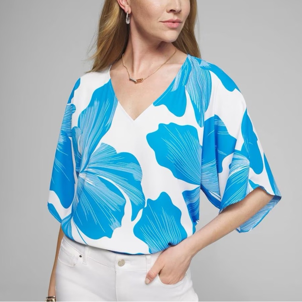 WHBM Elbow Sleeve Flower Kimono Top